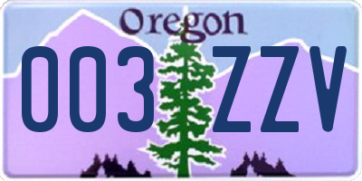 OR license plate 003ZZV
