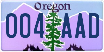 OR license plate 004AAD