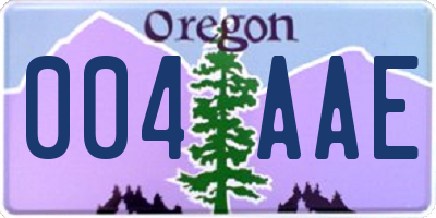 OR license plate 004AAE