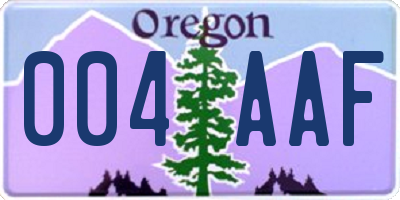 OR license plate 004AAF