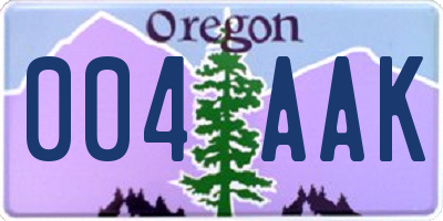 OR license plate 004AAK
