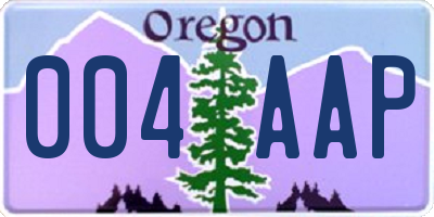 OR license plate 004AAP