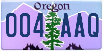 OR license plate 004AAQ