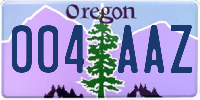 OR license plate 004AAZ