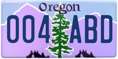 OR license plate 004ABD