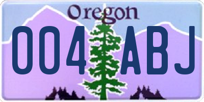 OR license plate 004ABJ