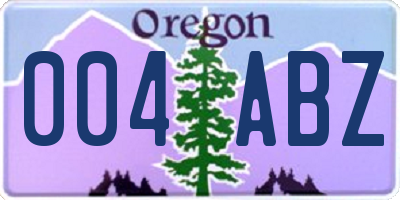 OR license plate 004ABZ