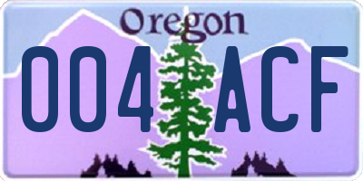 OR license plate 004ACF