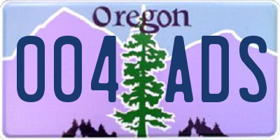 OR license plate 004ADS