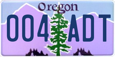 OR license plate 004ADT