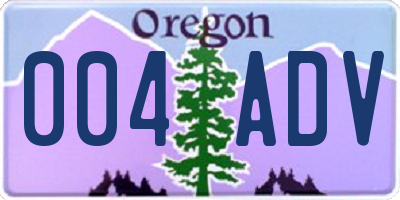 OR license plate 004ADV