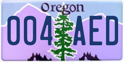 OR license plate 004AED
