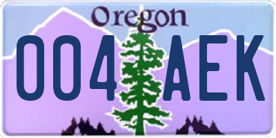 OR license plate 004AEK