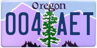 OR license plate 004AET