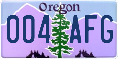 OR license plate 004AFG