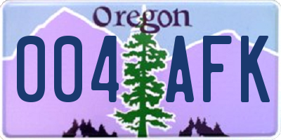 OR license plate 004AFK