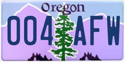 OR license plate 004AFW