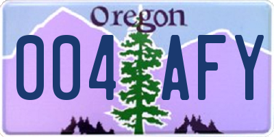 OR license plate 004AFY