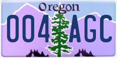 OR license plate 004AGC