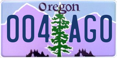 OR license plate 004AGO