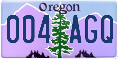 OR license plate 004AGQ