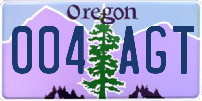 OR license plate 004AGT