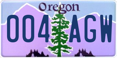 OR license plate 004AGW