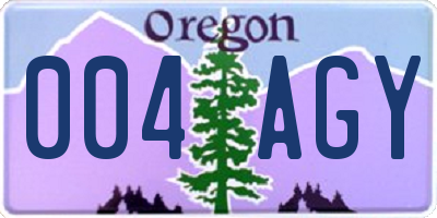 OR license plate 004AGY