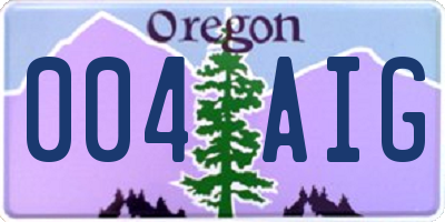 OR license plate 004AIG