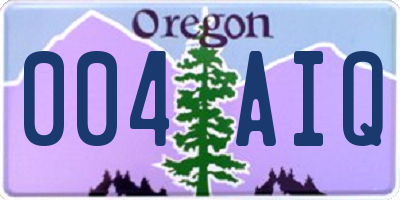 OR license plate 004AIQ