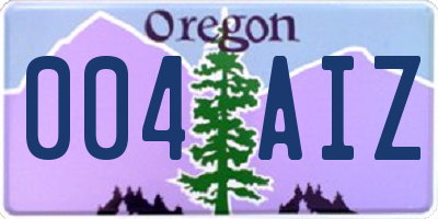 OR license plate 004AIZ