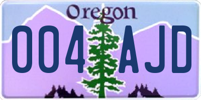 OR license plate 004AJD