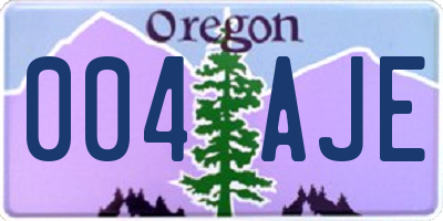 OR license plate 004AJE