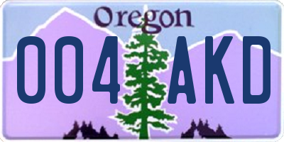 OR license plate 004AKD