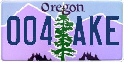 OR license plate 004AKE