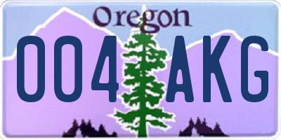 OR license plate 004AKG