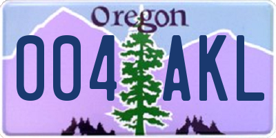 OR license plate 004AKL