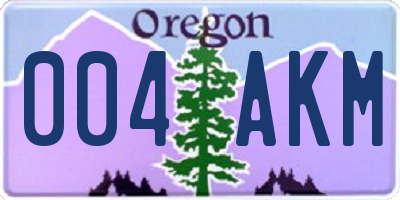 OR license plate 004AKM