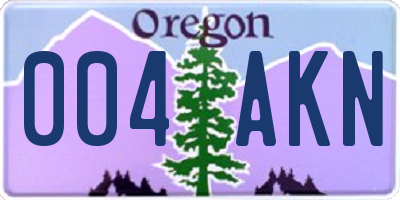 OR license plate 004AKN