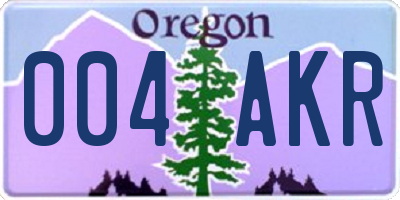 OR license plate 004AKR