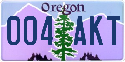 OR license plate 004AKT