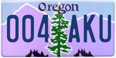 OR license plate 004AKU