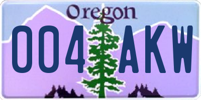 OR license plate 004AKW