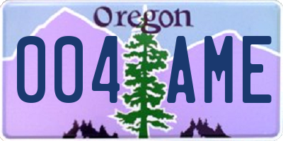 OR license plate 004AME