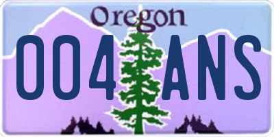 OR license plate 004ANS
