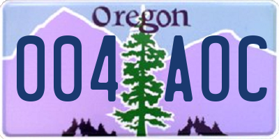 OR license plate 004AOC