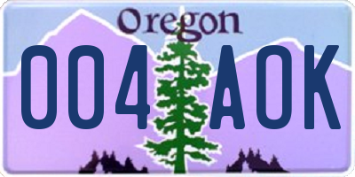 OR license plate 004AOK