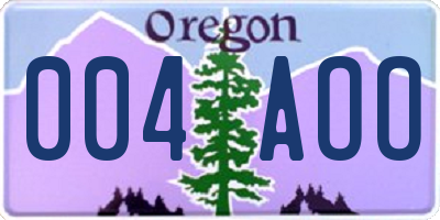 OR license plate 004AOO