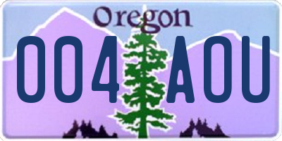 OR license plate 004AOU