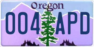 OR license plate 004APD